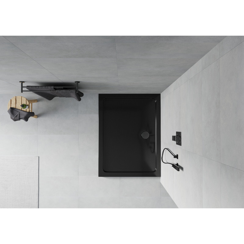 Mexen Flat obdĺžnikový slim sprchovací kút 120 x 100 cm, čierny, čierny sifón - 40701012B