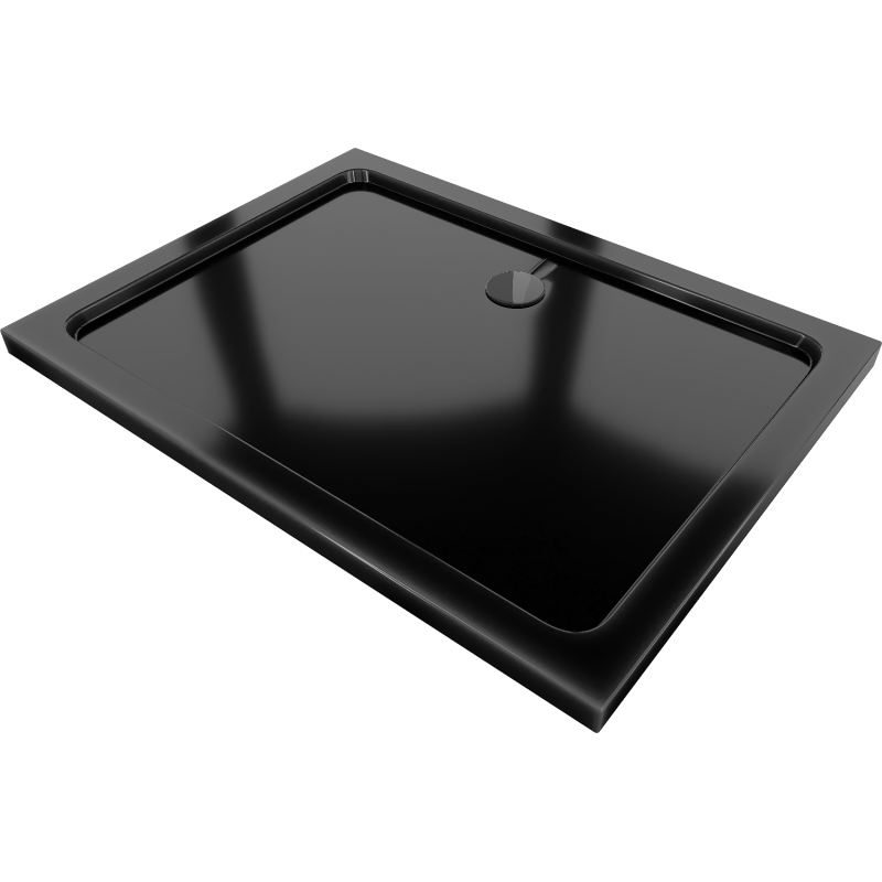 Mexen Flat obdĺžniková sprchová vanička slim 130 x 100 cm, čierna, čierny sifón - 40701013B