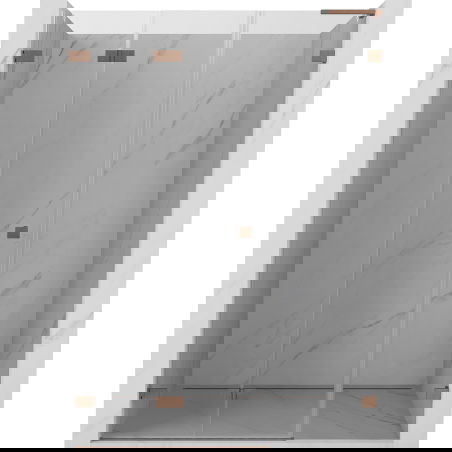 Mexen Lunar-F L skladacie sprchové dvere ľavé 130 cm, priehľadné, brúsená meď - 836SL-130-050-65-00-L