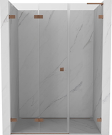 Mexen Lunar-F L skladacie sprchové dvere ľavé 140 cm, transparentné, brúsená meď - 836SL-140-050-65-00-L