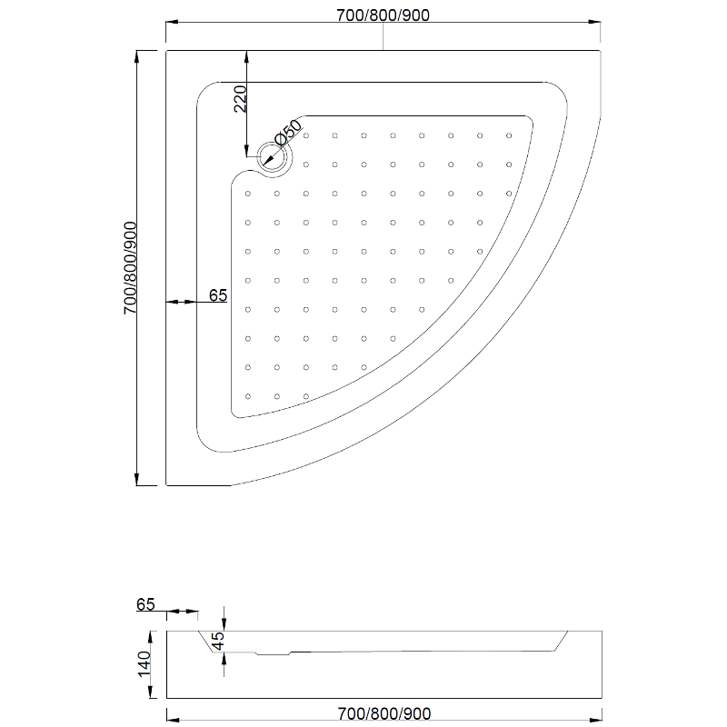 Mexen Rio polkruhový sprchovací kút 70 x 70 cm, čierne pásy, čierna + sprchová vanička, biela - 863-070-070-70-20-4710