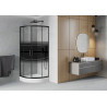 Mexen Rio polkruhový sprchovací kút 70 x 70 cm, čierne pásy, čierna + sprchová vanička, biela - 863-070-070-70-20-4710
