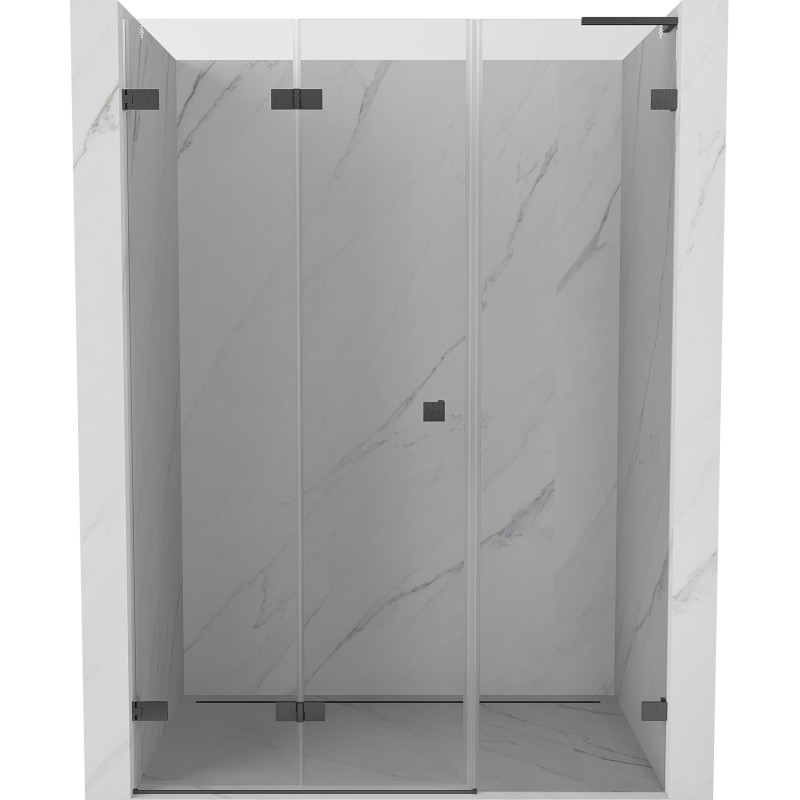 Mexen Lunar-F L skladacie sprchové dvere ľavé 130 cm, priehľadné, kartáčovaná gun grey - 836SL-130-050-66-00-L