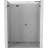 Mexen Lunar-F L skladacie sprchové dvere ľavé 130 cm, priehľadné, kartáčovaná gun grey - 836SL-130-050-66-00-L