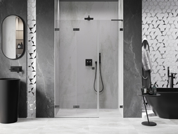 Mexen Lunar-F L skladacie sprchové dvere ľavé 150 cm, transparentné, gun gray brúsené - 836SL-150-050-66-00-L