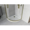 Mexen Rio polokruhová sprchová kabína 80 x 80 cm, matná, zlatá + nízky sprchový vanička Flat, biela - 863-080-080-50-30-4110G