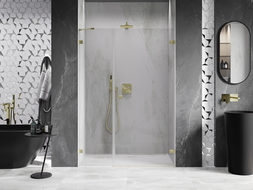 Mexen Lunar-B sprchové dvere výklopné pravé 140 cm, transparentné, zlaté brúsené - 832S-140-050-55-00-P