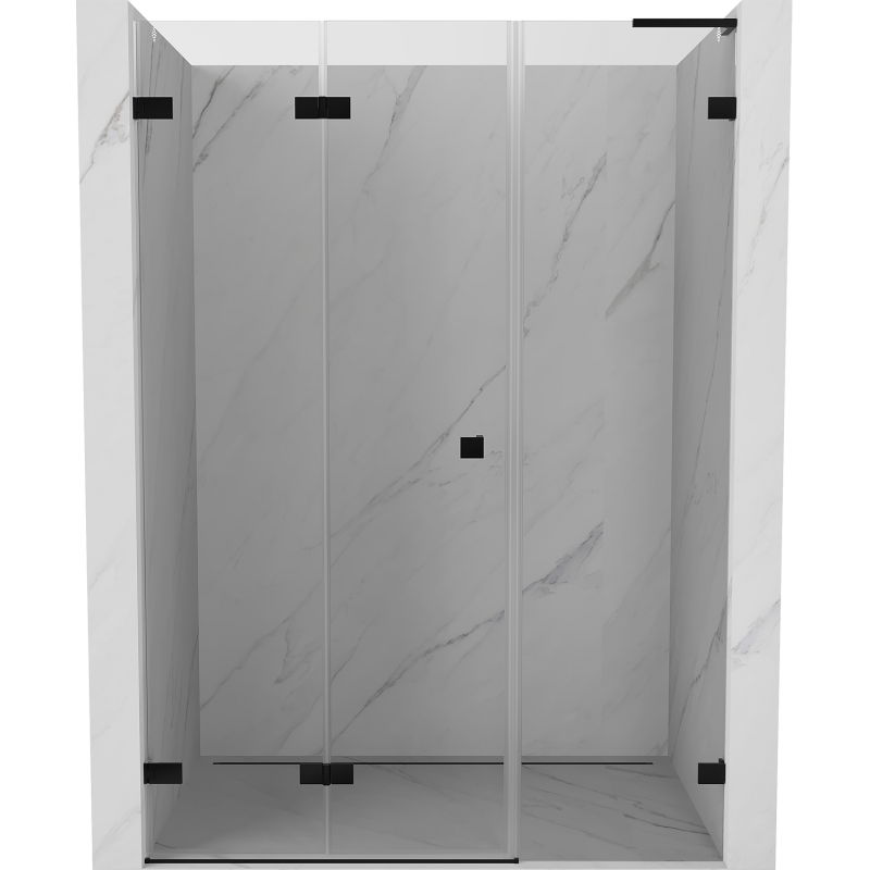 Mexen Lunar-F L skladacie sprchové dvere ľavé 140 cm, transparentné, čierne - 836SL-140-050-70-00-L