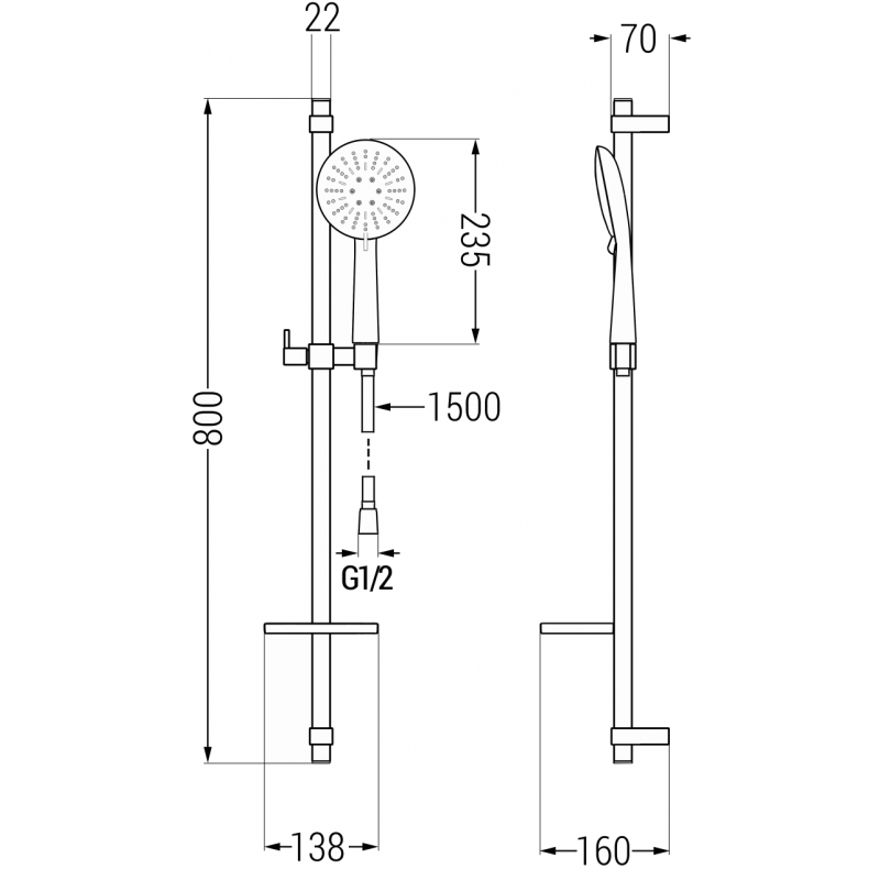 Mexen DQ67 posuvná sprchová súprava, čierna - 785674581-70