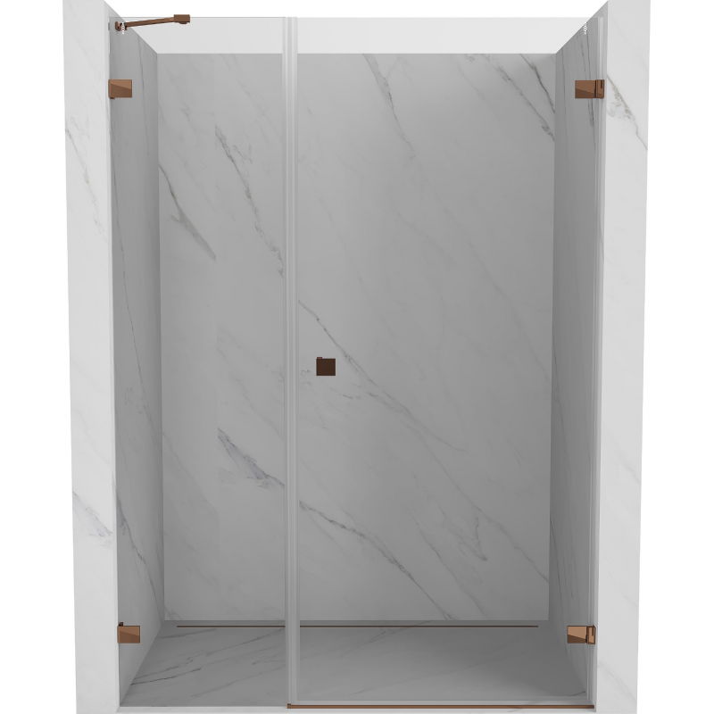 Mexen Lunar-B sprchové dvere výklopné pravé 125 cm, transparentné, ružové zlato - 832S-125-050-60-00-P