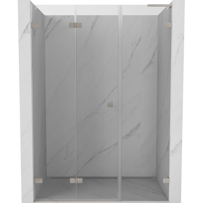 Mexen Lunar-F L skladacie sprchové dvere ľavé 150 cm, transparentné, kartáčovaný nikel - 836SL-150-050-97-00-L
