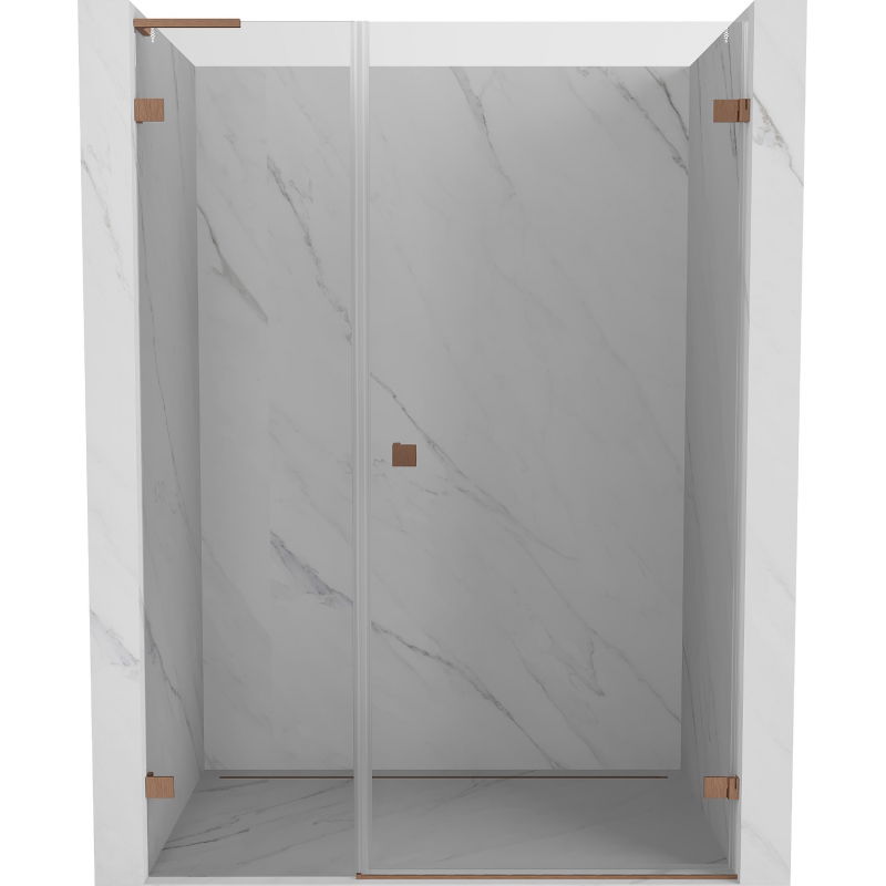 Mexen Lunar-B L sprchové dvere otváracie pravé 135 cm, transparentné, brúsená meď - 832SL-135-050-65-00-P
