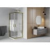 Mexen Rio štvorcový sprchovací kút 80 x 80 cm, biele pruhy, zlatý + Flat sprchová vanička, biela - 860-080-080-50-20-4010G