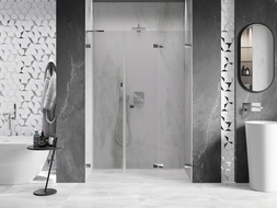 Mexen Lunar-F L skladacie pravé sprchové dvere 115 cm, transparentné, chróm - 836SL-115-050-01-00-P