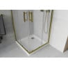 Mexen Rio štvorcový sprchový kút 80 x 80 cm, mrazený, zlatý + Flat vanička, biela - 860-080-080-50-30-4010G