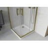 Mexen Rio štvorcový sprchový kút 80 x 80 cm, mrazený, zlatý + plytký sprchový box, biely - 860-080-080-50-30-4010G