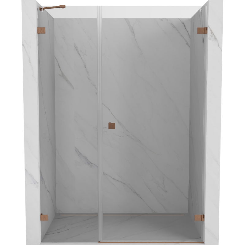 Mexen Lunar-B sprchové dvere otváracie pravé 140 cm, transparentné, brúsená meď - 832S-140-050-65-00-P
