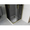 Mexen Rio štvorcový sprchovací kút 80 x 80 cm, grafit, zlatý + brodzik Flat, biely - 860-080-080-50-40-4010G