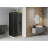 Mexen Rio štvorcový sprchovací kút 80 x 80 cm, grafit, zlatý + brodzik Flat, biely - 860-080-080-50-40-4010G