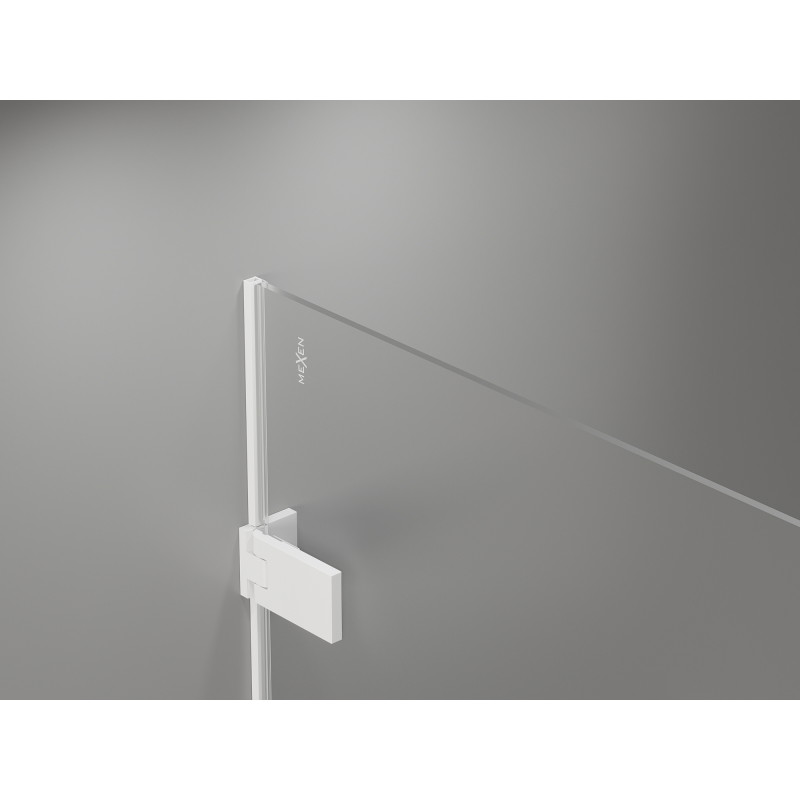 Mexen Lunar-F L skladacie pravé sprchové dvere 135 cm, priehľadné, biele - 836SL-135-050-20-00-P