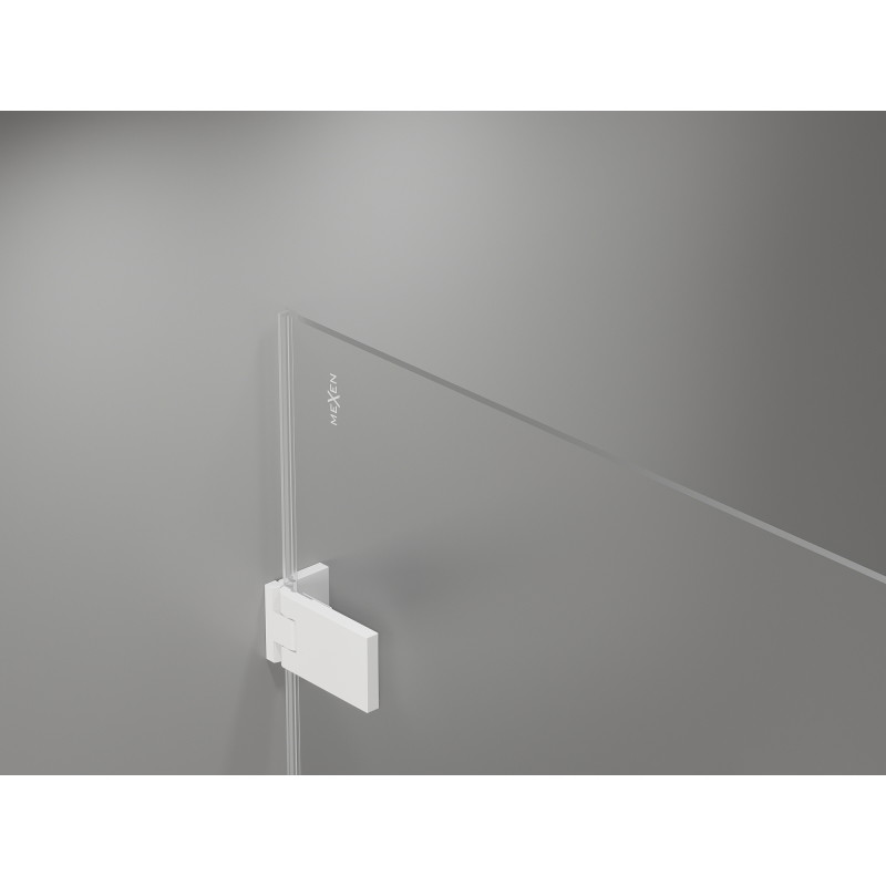 Mexen Lunar-F L skladacie pravé sprchové dvere 135 cm, priehľadné, biele - 836SL-135-050-20-00-P