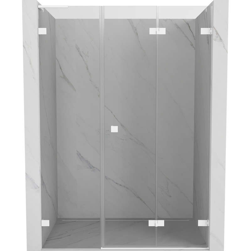 Mexen Lunar-F L skladacie pravé sprchové dvere 135 cm, priehľadné, biele - 836SL-135-050-20-00-P