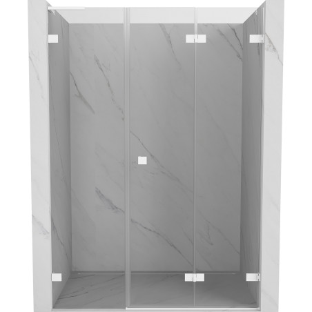 Mexen Lunar-F L skladacie pravé sprchové dvere 135 cm, priehľadné, biele - 836SL-135-050-20-00-P