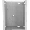 Mexen Lunar-F L skladacie pravé sprchové dvere 135 cm, priehľadné, biele - 836SL-135-050-20-00-P