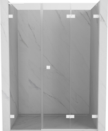 Mexen Lunar-F L skladacie pravé sprchové dvere 135 cm, priehľadné, biele - 836SL-135-050-20-00-P