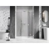 Mexen Lunar-F L skladacie pravé sprchové dvere 135 cm, priehľadné, biele - 836SL-135-050-20-00-P