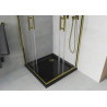 Mexen Rio štvorcová sprchová kabína 90 x 90 cm, priehľadná, zlatá + vanička Flat, čierna - 860-090-090-50-00-4070G