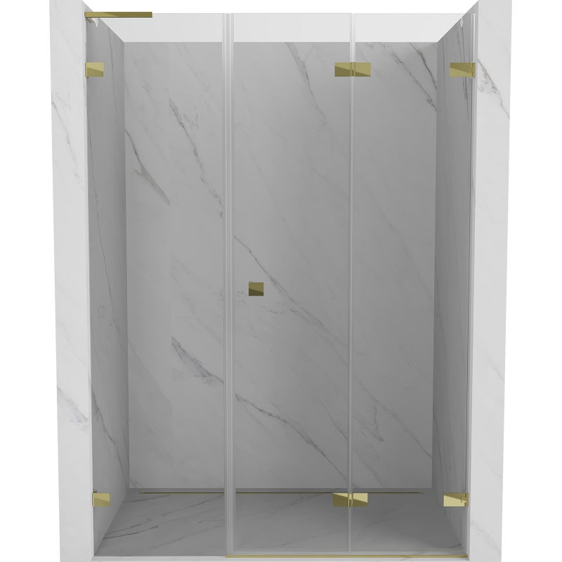 Mexen Lunar-F L sprchové dvere skladacie pravé 120 cm, transparentné, zlaté - 836SL-120-050-50-00-P
