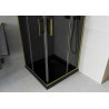 Mexen Rio štvorcový sprchovací kút 90 x 90 cm, grafit, zlatý + sprchová vanička Flat, čierny - 860-090-090-50-40-4070G
