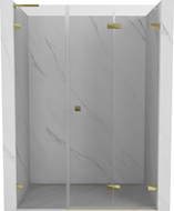 Mexen Lunar-F L skladacie sprchové dvere pravé 140 cm, transparentné, zlaté - 836SL-140-050-50-00-P