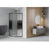 Mexen Rio polkruhová sprchová kabína 80 x 80 cm, čierne pruhy, čierna + vanička Flat, biela - 863-080-080-70-20-4110B