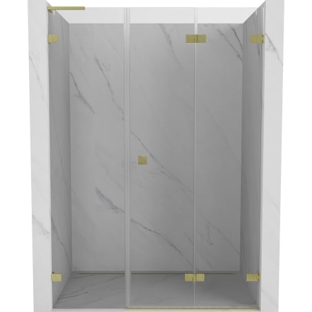 Mexen Lunar-F L skladacie sprchové dvere pravé 135 cm, transparentné, zlaté brúsené - 836SL-135-050-55-00-P