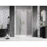 Mexen Lunar-F L skladacie sprchové dvere pravé 135 cm, transparentné, zlaté brúsené - 836SL-135-050-55-00-P