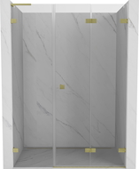 Mexen Lunar-F L skladacie sprchové dvere pravé 140 cm, transparentné, zlaté kartáčované - 836SL-140-050-55-00-P