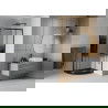 Mexen Rio sprchový kút polokruhový 80 x 80 cm, prúžky, čierny + sprchový odtok Flat, čierny - 863-080-080-70-20-4170B