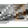 Mexen Rio sprchový kút polokruhový 80 x 80 cm, prúžky, čierny + sprchový odtok Flat, čierny - 863-080-080-70-20-4170B