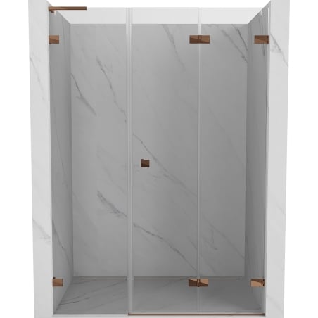 Mexen Lunar-F L skladacie sprchové dvere pravé 120 cm, transparentné, ružové zlato - 836SL-120-050-60-00-P