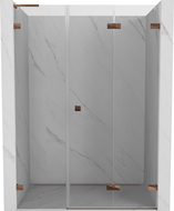 Mexen Lunar-F L skladacie sprchové dvere pravé 125 cm, transparentné, ružové zlato - 836SL-125-050-60-00-P
