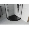 Mexen Rio polkruhový sprchový kút 80 x 80 cm, saténový, čierny + vanička Flat, čierna - 863-080-080-70-30-4170B