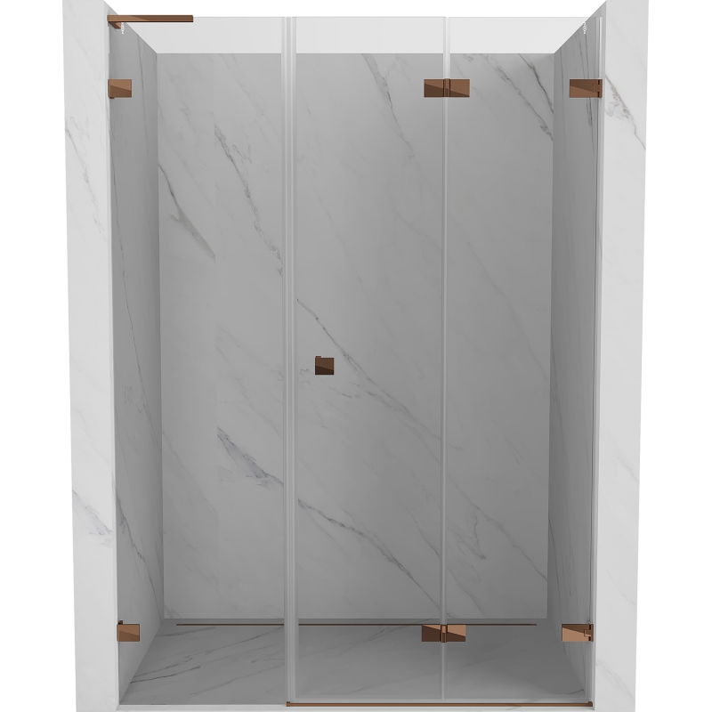 Mexen Lunar-F L skladacie sprchové dvere pravé 135 cm, transparentné, ružové zlato - 836SL-135-050-60-00-P