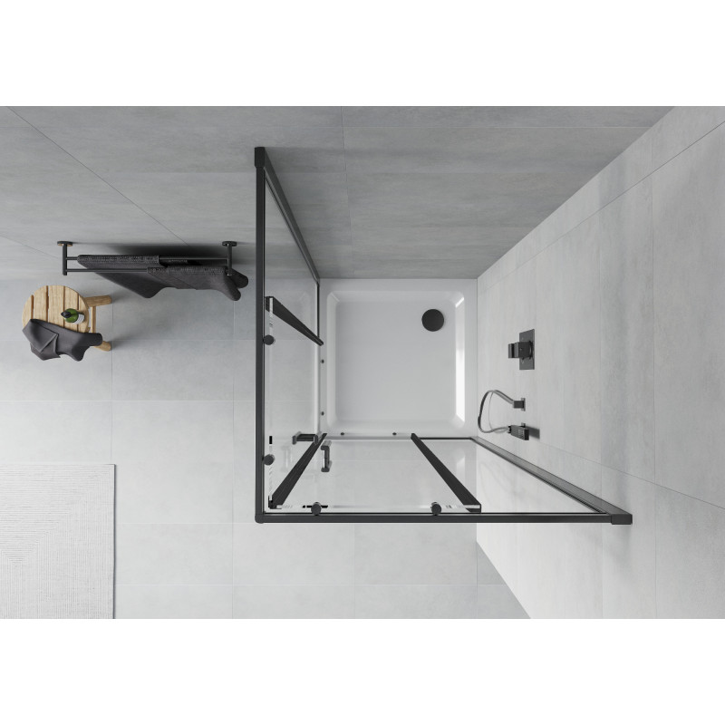 Mexen Rio štvorcový sprchový kút 70 x 70 cm, priehľadný, čierny + vanička Flat, biela - 860-070-070-70-00-4010B