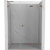 Mexen Lunar-F L sprchové dvere skladacie pravé 140 cm, transparentné, brúsená meď - 836SL-140-050-65-00-P