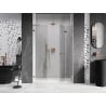 Mexen Lunar-F L sprchové dvere skladacie pravé 140 cm, transparentné, brúsená meď - 836SL-140-050-65-00-P