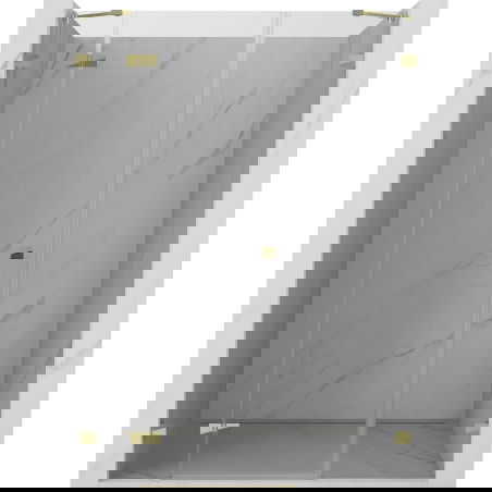 Mexen Lunar sprchové dvere otočné ľavé 130 cm, transparentné, zlaté - 834S-130-050-50-00-L