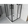 Mexen Rio štvorcový sprchovací kút 90 x 90 cm, transparentný, čierny + sprchová vanička Flat, biela