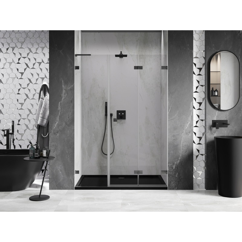 Mexen Lunar-F L skladacie sprchové dvere pravé 135 cm, transparentné, gun gray kartáčovaný - 836SL-135-050-66-00-P